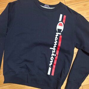 Vintage Champion Fleece Crew Vertical Logo Sweatshirt